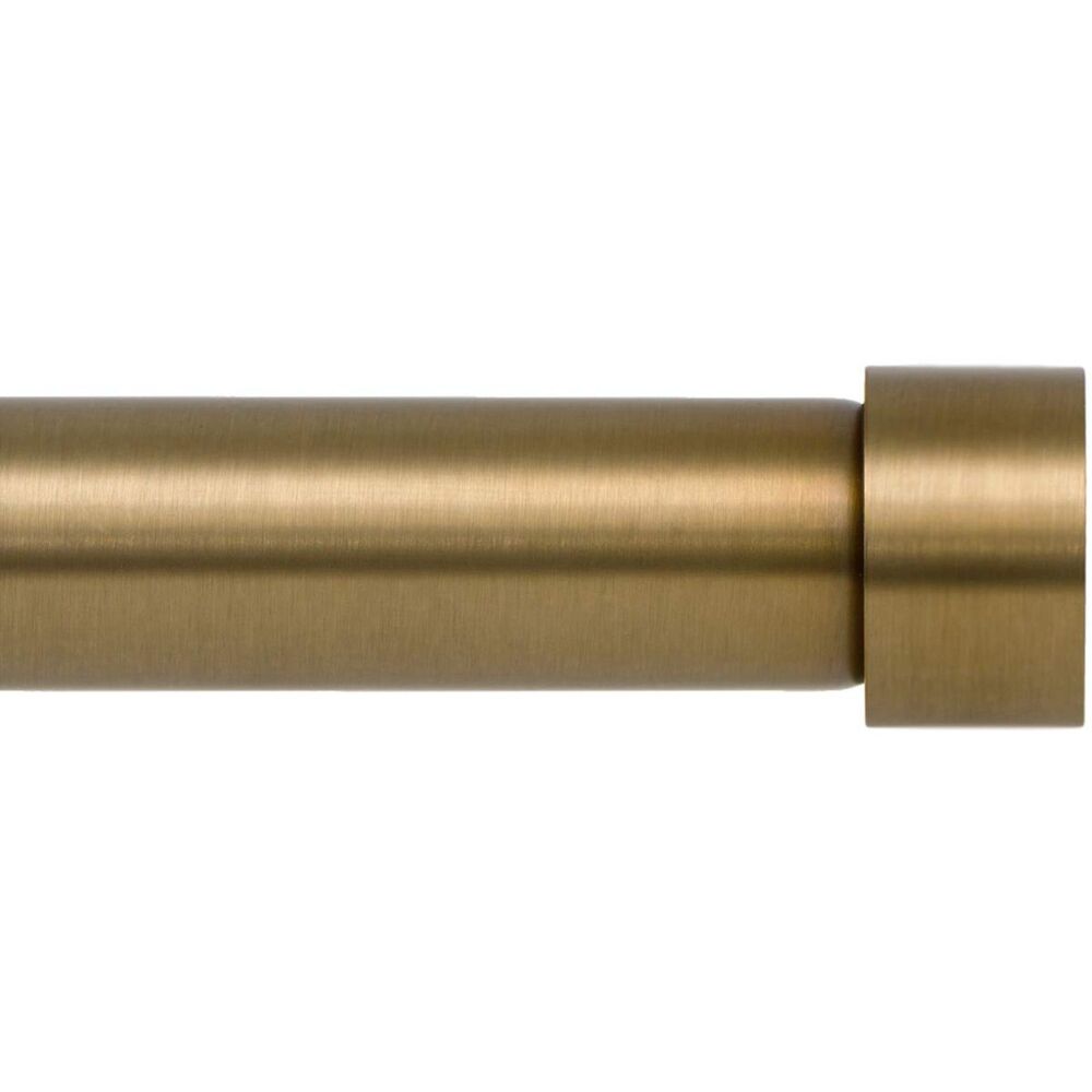 Adjustable 48-86" Window Curtain Rod - End Cap Style Design 1" Pole (Warm Gold)